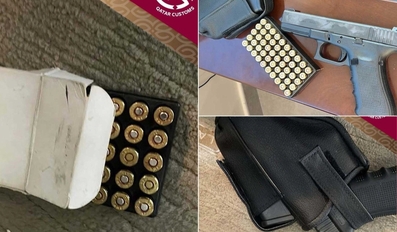 Qatar Customs Seized Gun with Box of 50 Bullets and Empty Magazine